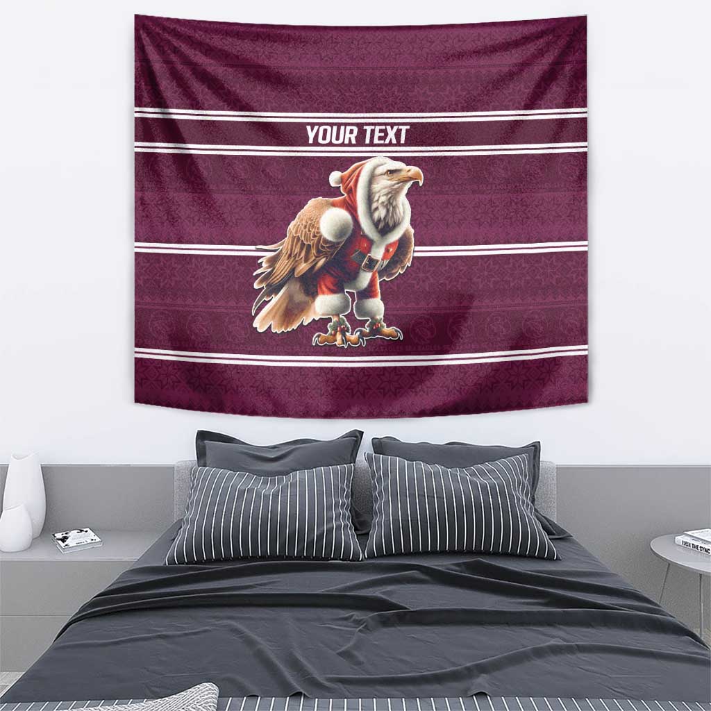 NRL Manly Warringah Christmas Personalised Tapestry with Sea Eagles Mascot - Vibe Hoodie Shop