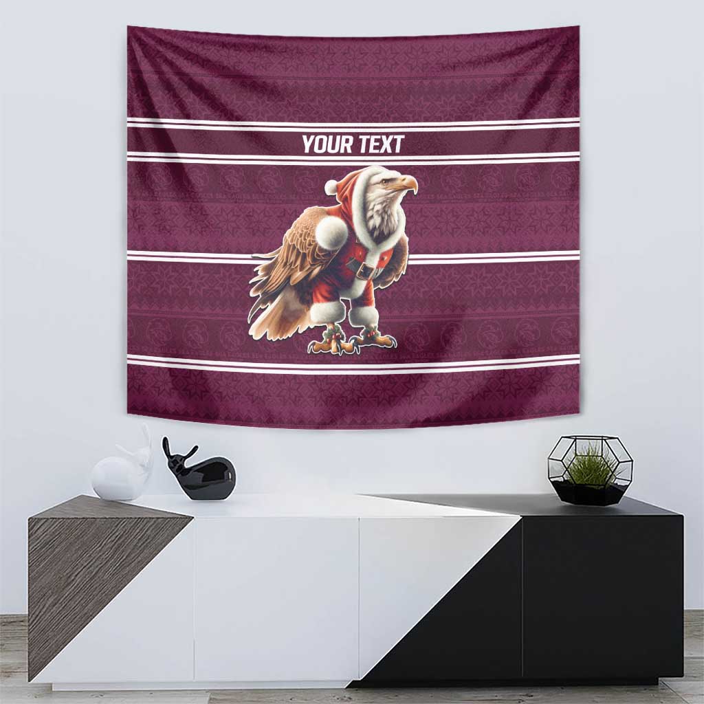 NRL Manly Warringah Christmas Personalised Tapestry with Sea Eagles Mascot - Vibe Hoodie Shop