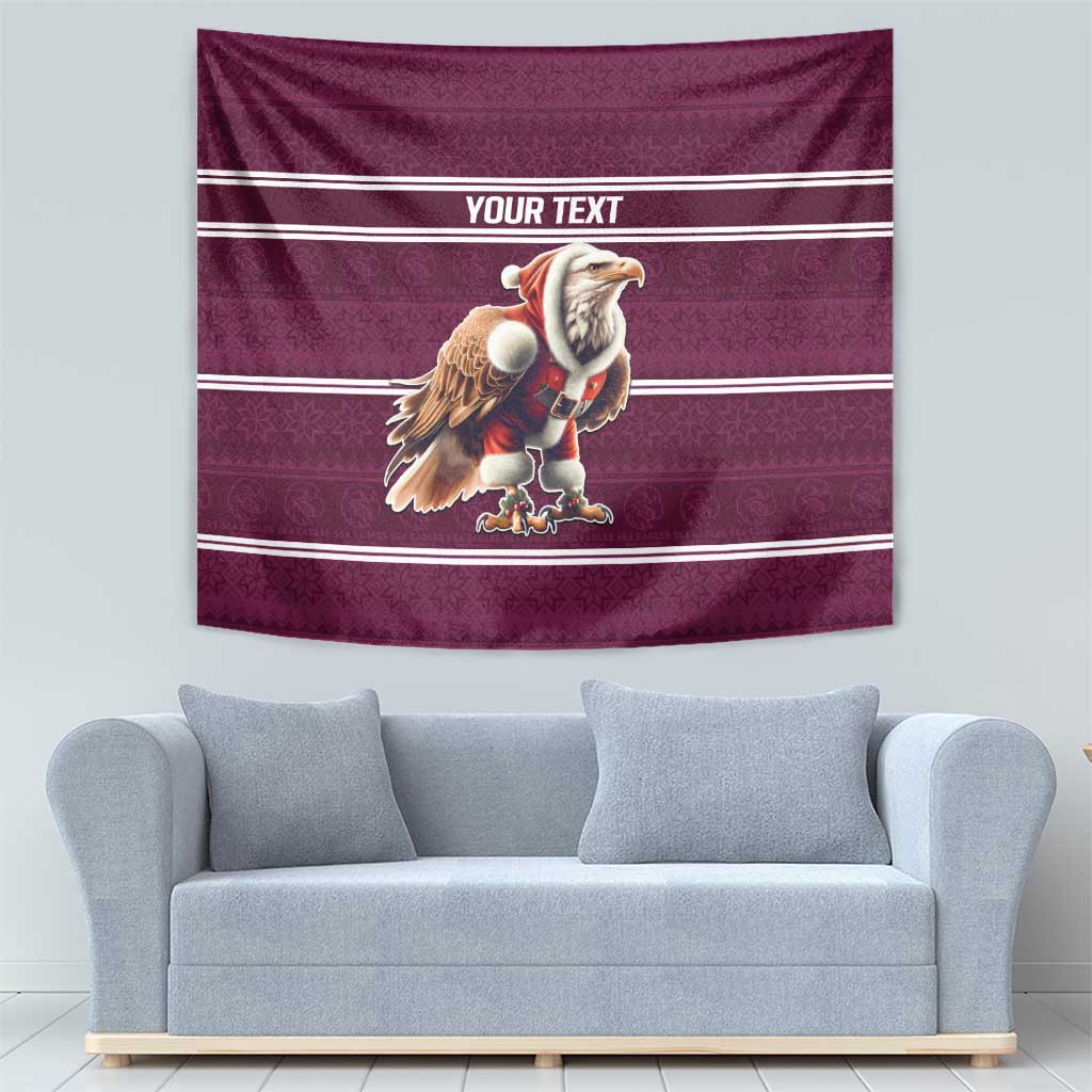 NRL Manly Warringah Christmas Personalised Tapestry with Sea Eagles Mascot - Vibe Hoodie Shop