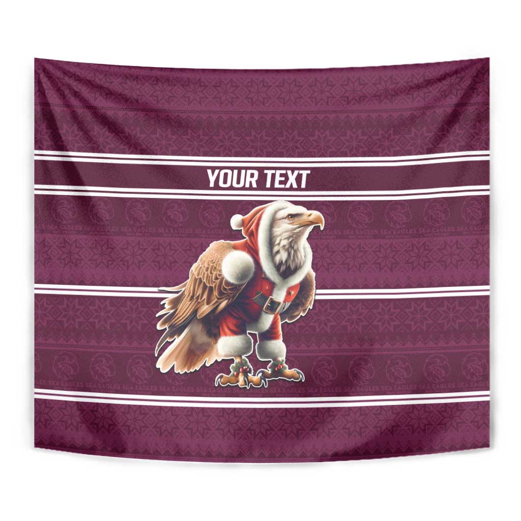 NRL Manly Warringah Christmas Personalised Tapestry with Sea Eagles Mascot - Vibe Hoodie Shop