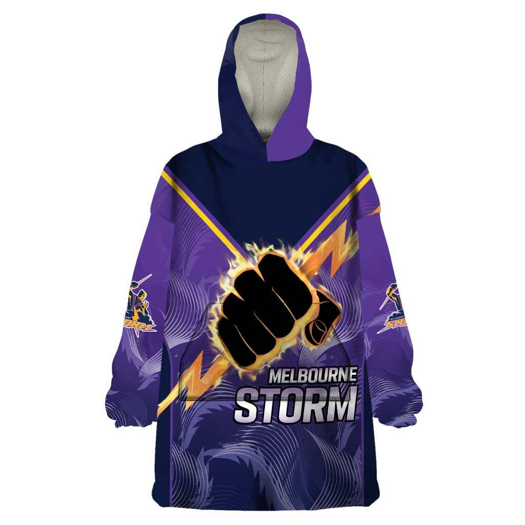 NRL Storm Custom Wearable Blanket Hoodie Minimalism Style - Vibe Hoodie Shop