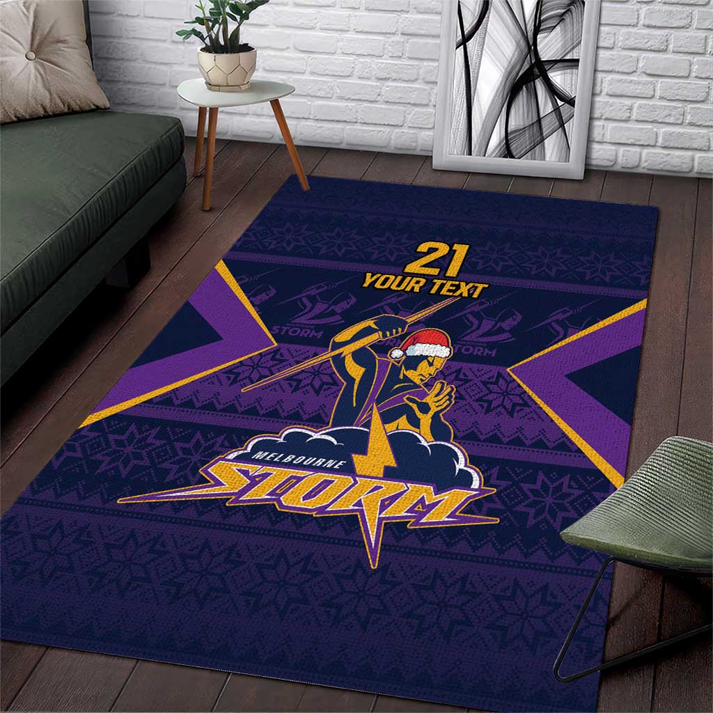 NRL Storm Christmas Custom Area Rug Minimalism Style - Vibe Hoodie Shop