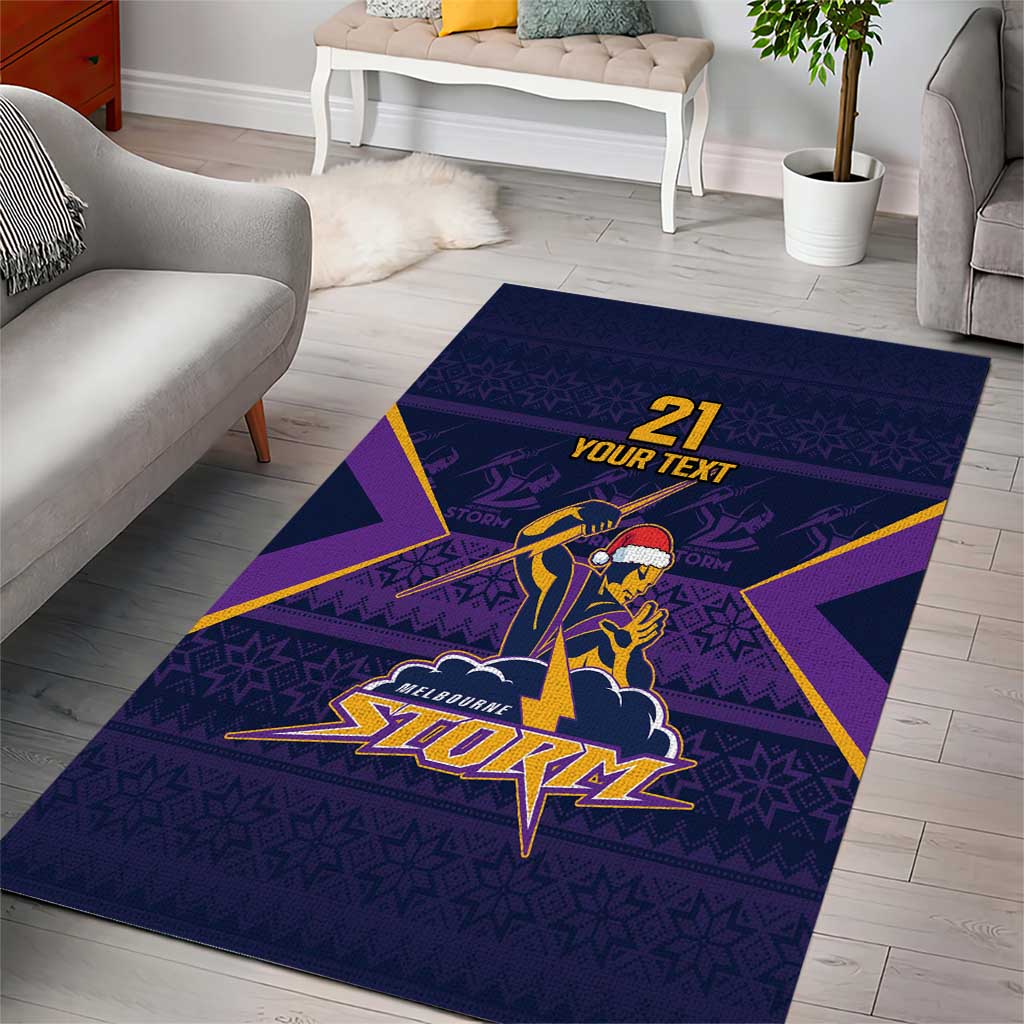 NRL Storm Christmas Custom Area Rug Minimalism Style - Vibe Hoodie Shop