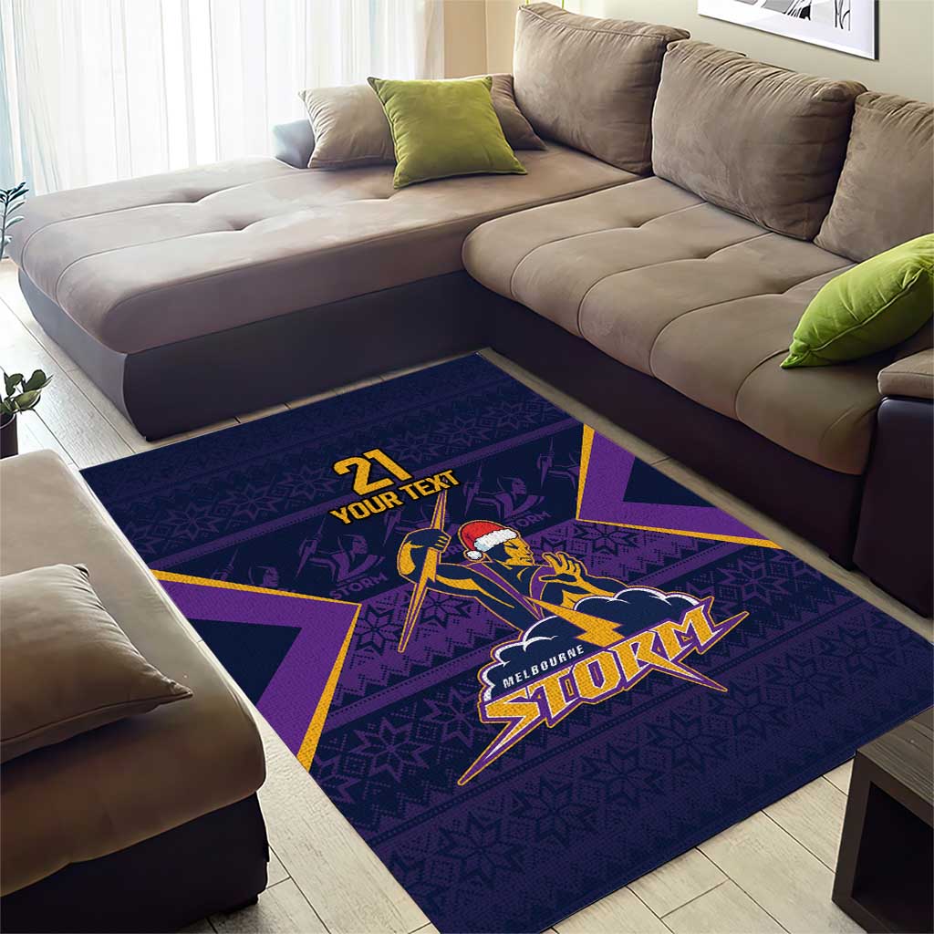 NRL Storm Christmas Custom Area Rug Minimalism Style - Vibe Hoodie Shop