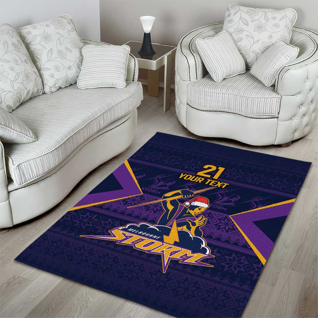 NRL Storm Christmas Custom Area Rug Minimalism Style - Vibe Hoodie Shop