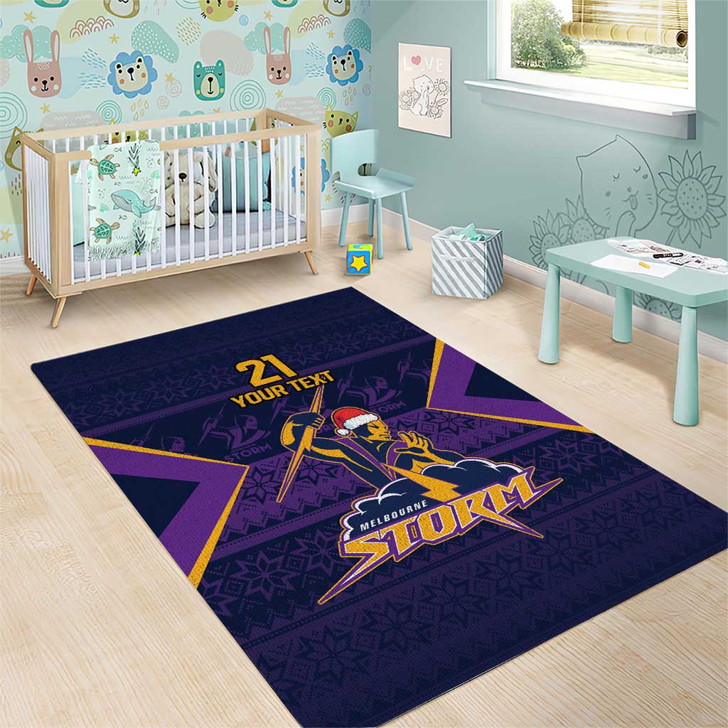 NRL Storm Christmas Custom Area Rug Minimalism Style - Vibe Hoodie Shop