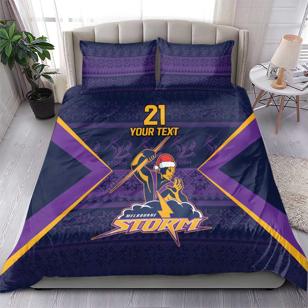 NRL Storm Christmas Custom Bedding Set Minimalism Style - Vibe Hoodie Shop