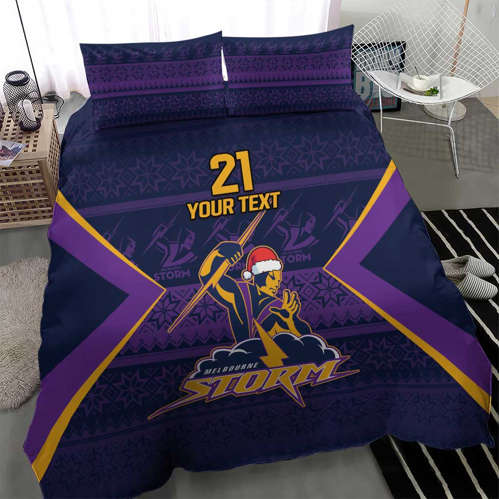 NRL Storm Christmas Custom Bedding Set Minimalism Style - Vibe Hoodie Shop