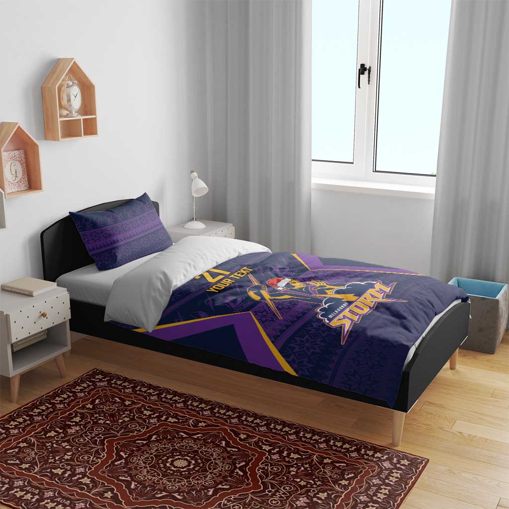 NRL Storm Christmas Custom Bedding Set Minimalism Style - Vibe Hoodie Shop