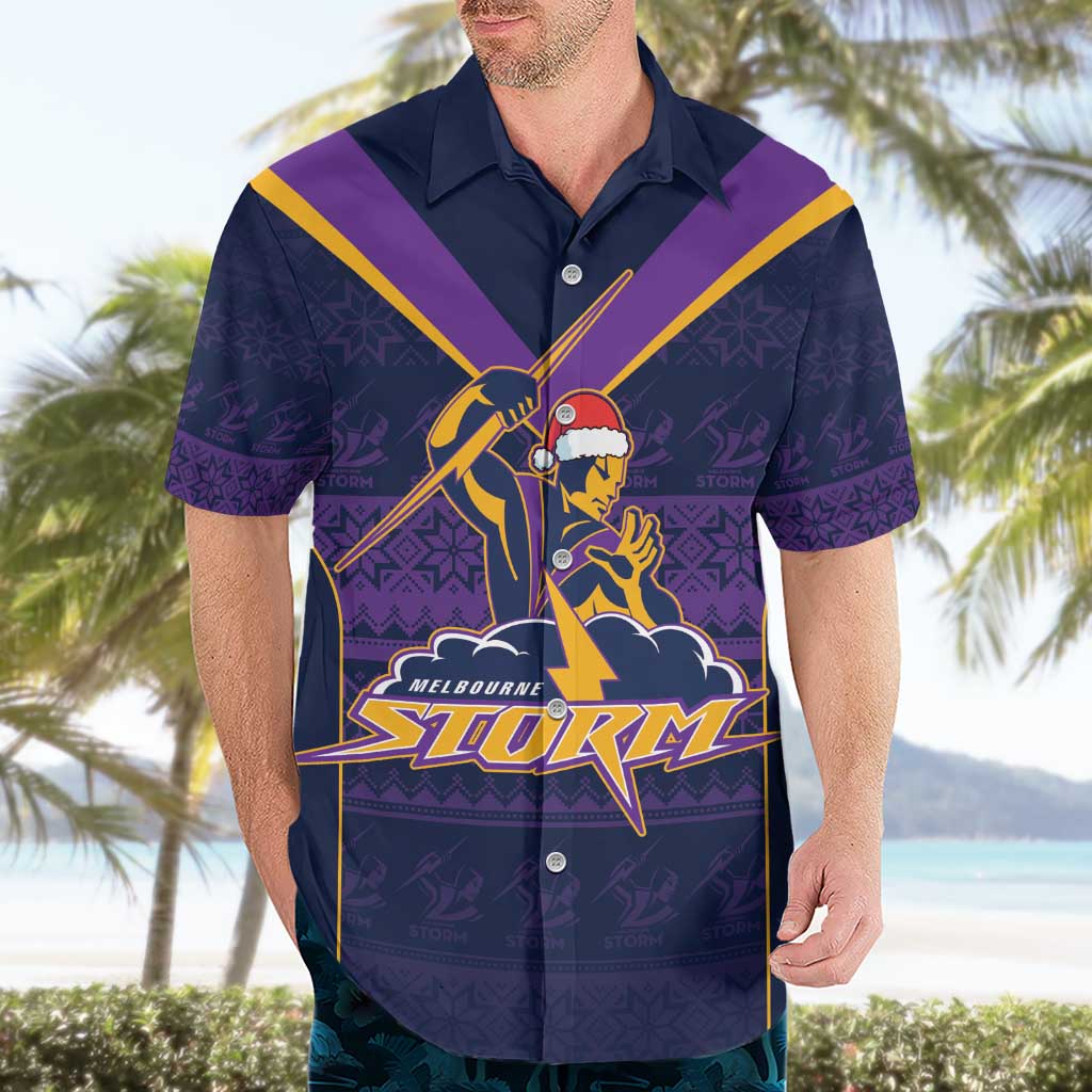 NRL Storm Christmas Custom Hawaiian Shirt Minimalism Style - Vibe Hoodie Shop