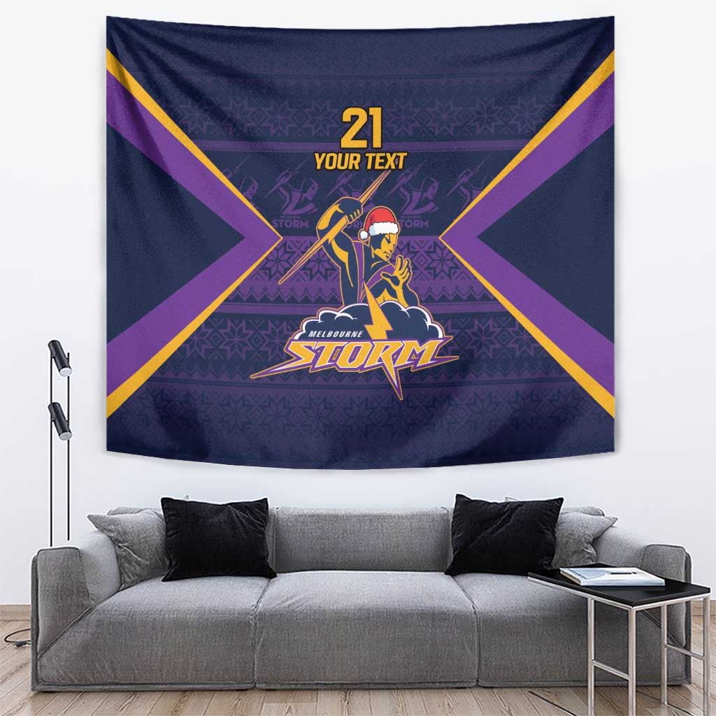 NRL Storm Christmas Custom Tapestry Minimalism Style - Vibe Hoodie Shop