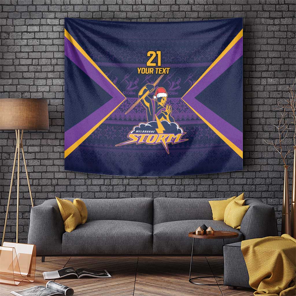 NRL Storm Christmas Custom Tapestry Minimalism Style - Vibe Hoodie Shop