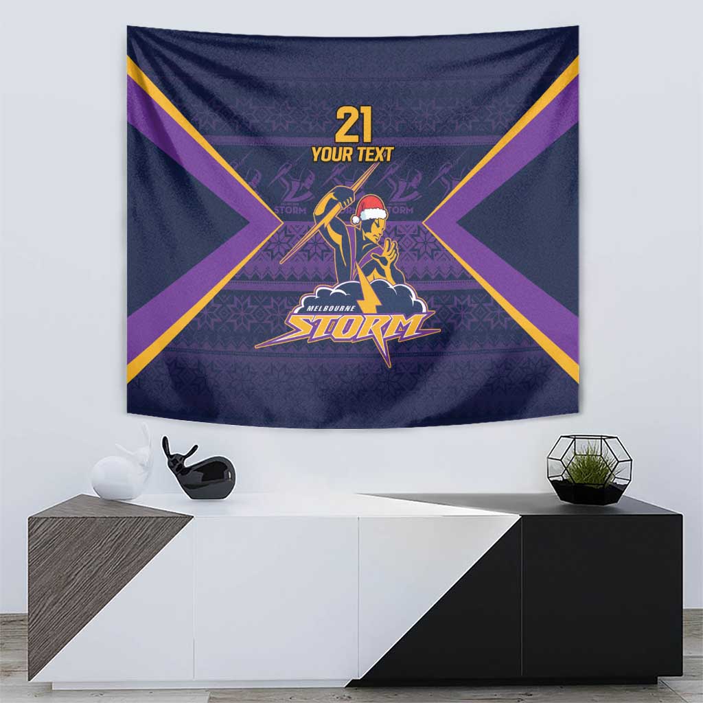 NRL Storm Christmas Custom Tapestry Minimalism Style - Vibe Hoodie Shop