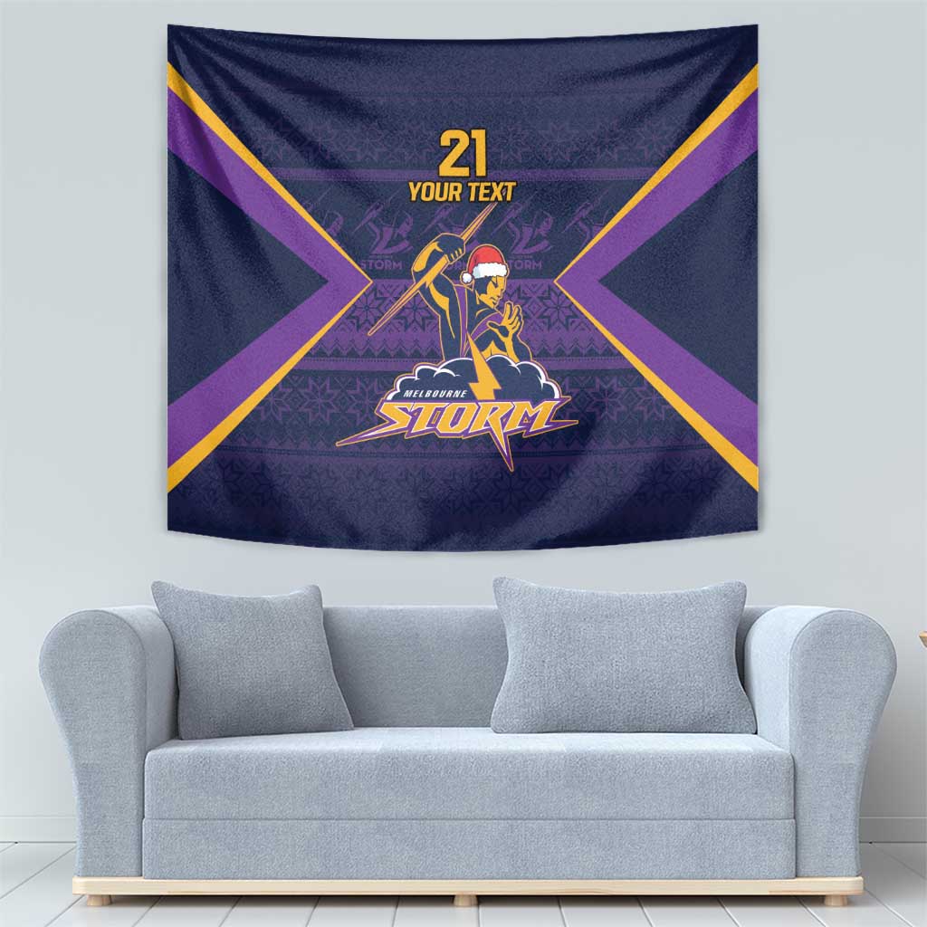 NRL Storm Christmas Custom Tapestry Minimalism Style - Vibe Hoodie Shop