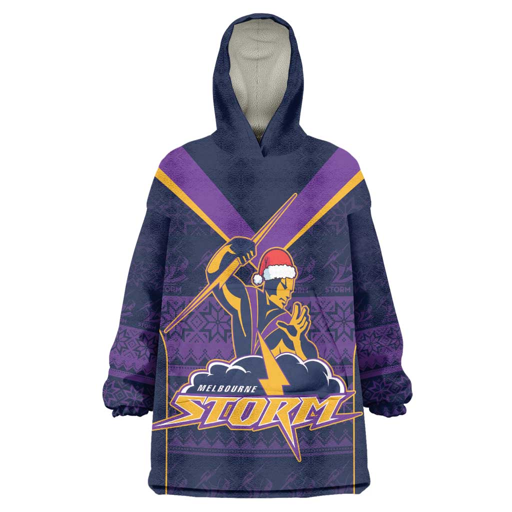 NRL Storm Christmas Custom Wearable Blanket Hoodie Minimalism Style - Vibe Hoodie Shop