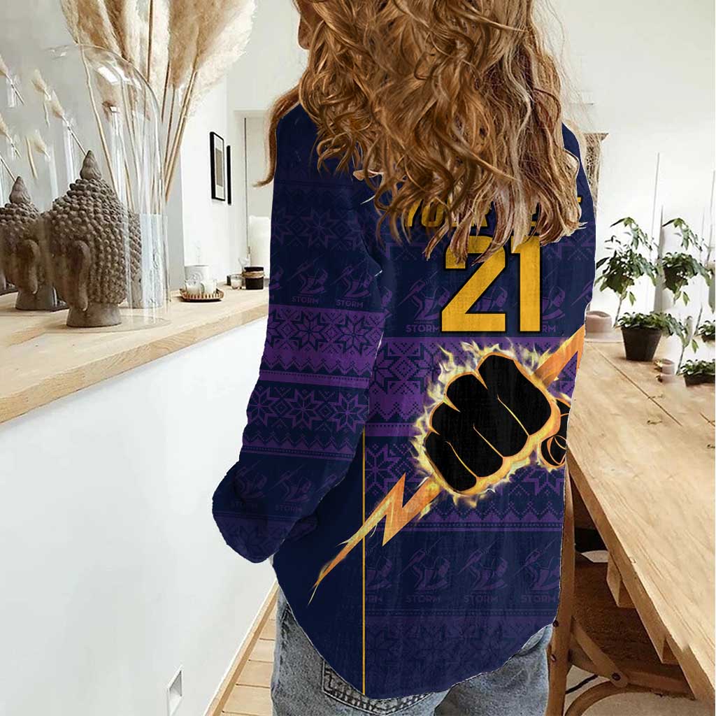 NRL Storm Christmas Custom Women Casual Shirt Minimalism Style - Vibe Hoodie Shop