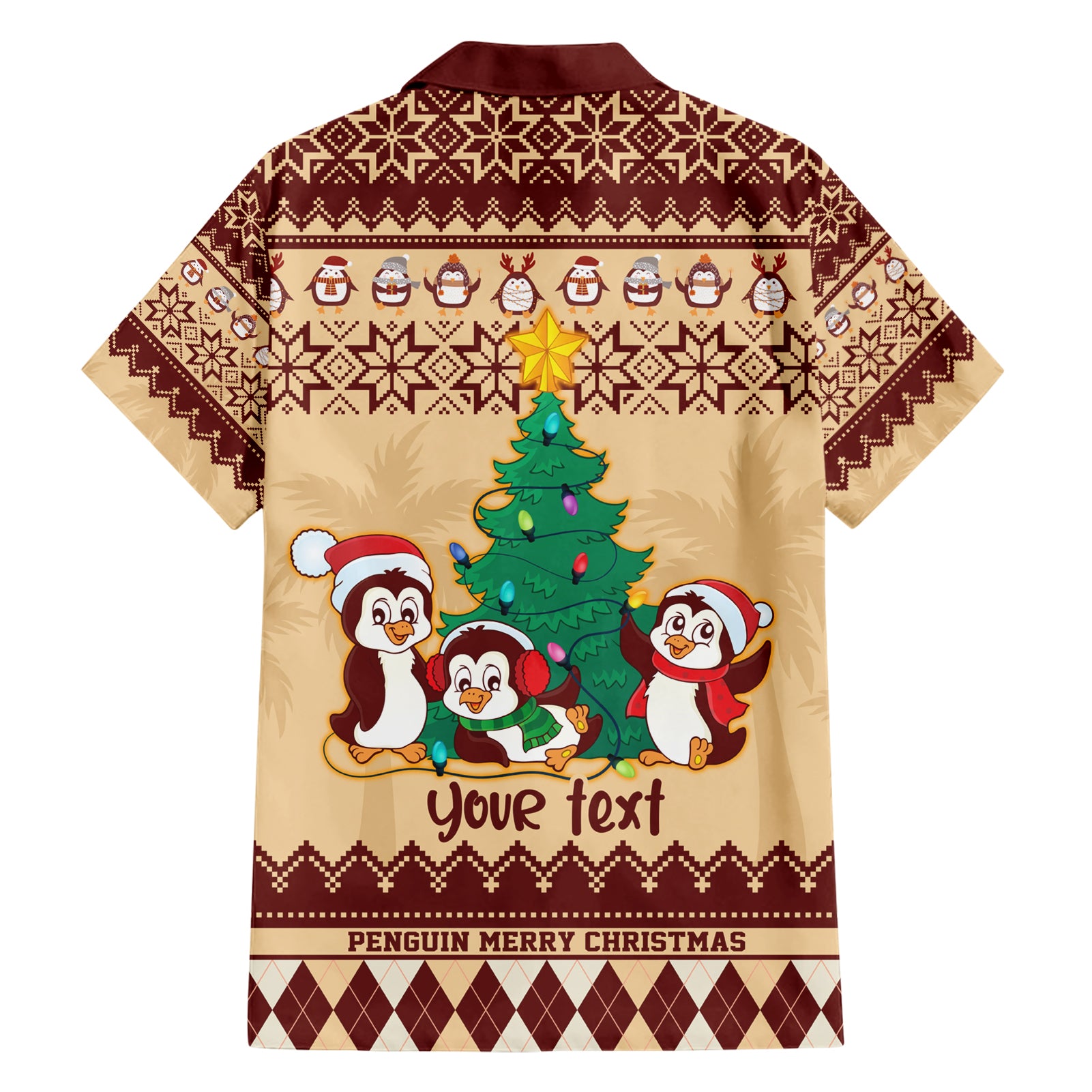 Australia Penguin Christmas Argyle Pattern Personalised Hawaiian Shirt - Vibe Hoodie Shop