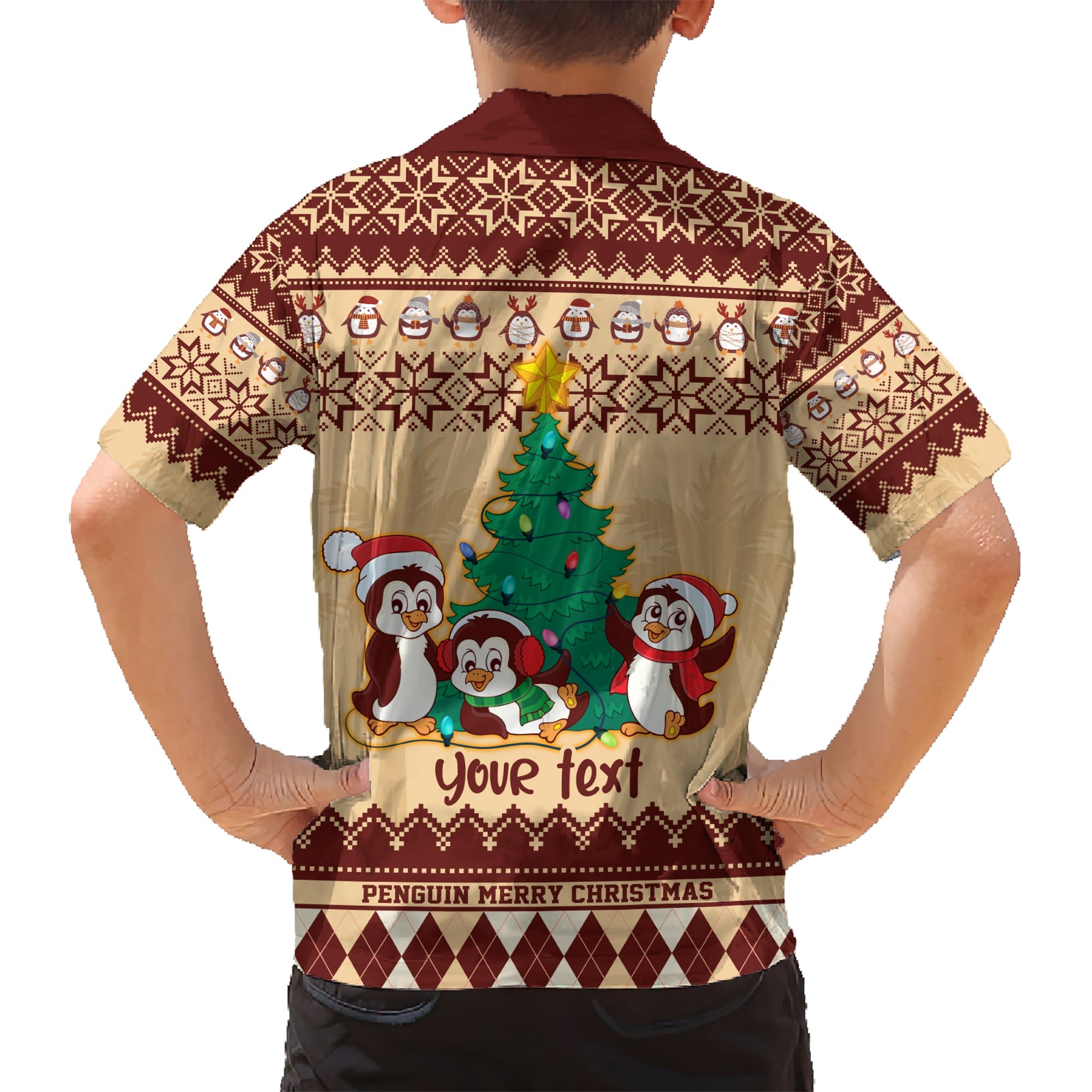 Australia Penguin Christmas Argyle Pattern Personalised Hawaiian Shirt - Vibe Hoodie Shop