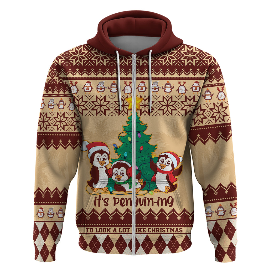Australia Penguin Christmas Argyle Pattern Personalised Hoodie LT9 - Vibe Hoodie Shop