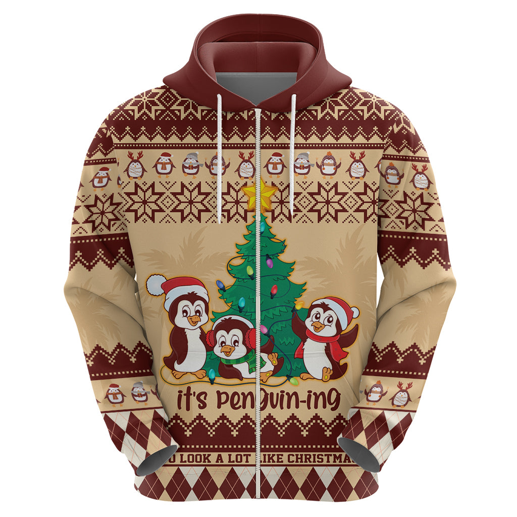 Australia Penguin Christmas Argyle Pattern Personalised Hoodie LT9 - Vibe Hoodie Shop