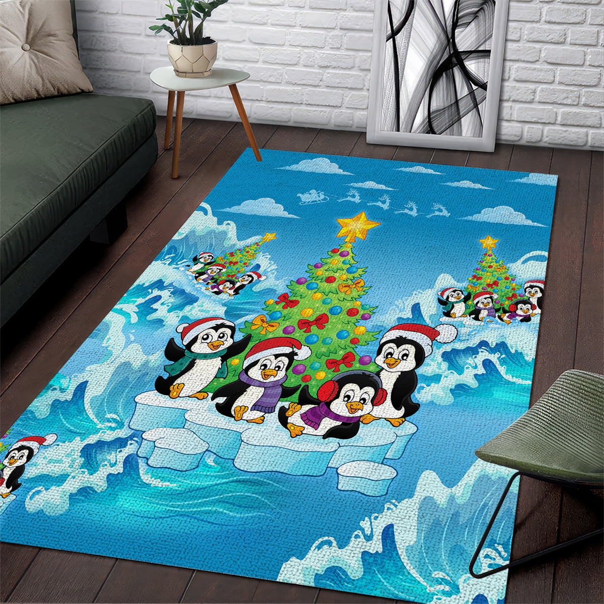 Its Penguin-ing To Look A Lot Like Christmas Area Rug - Vibe Hoodie Shop