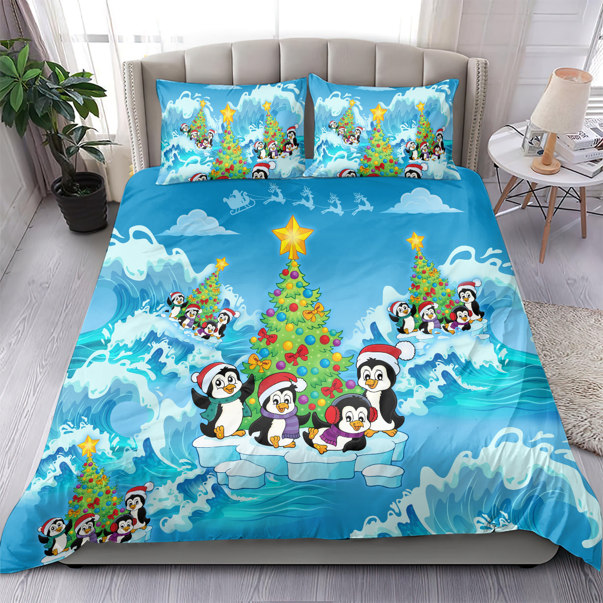Its Penguin-ing To Look A Lot Like Christmas Bedding Set - Vibe Hoodie Shop