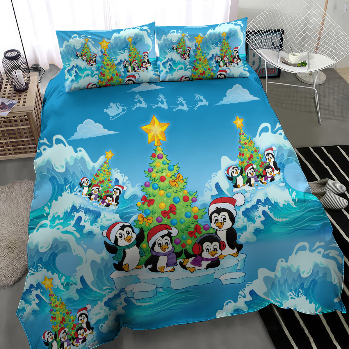 Its Penguin-ing To Look A Lot Like Christmas Bedding Set - Vibe Hoodie Shop
