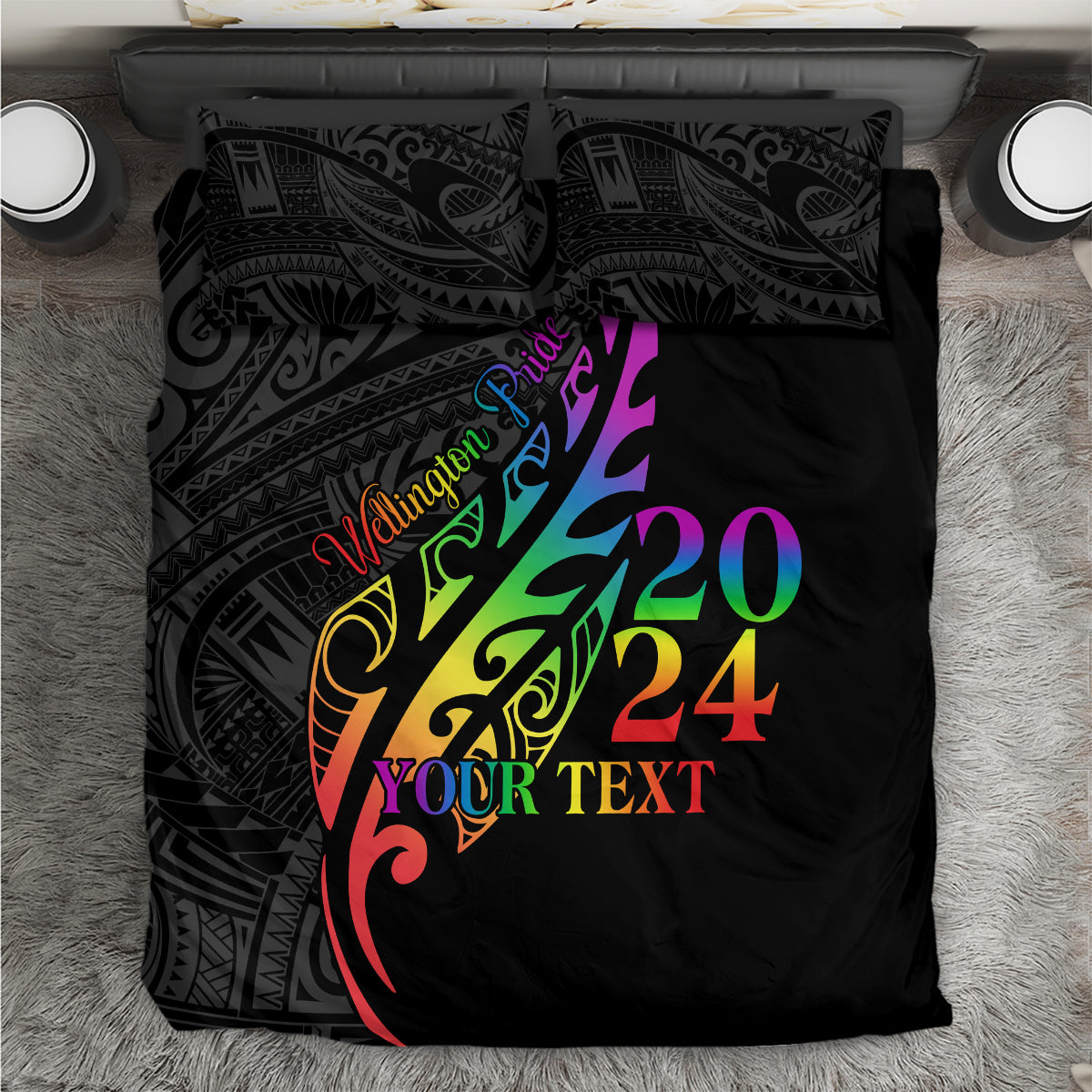 Personalised New Zealand Wellington Pride Bedding Set Maori Fern with Pride Flag 2024 - Vibe Hoodie Shop