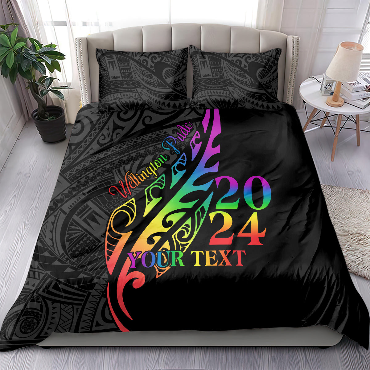 Personalised New Zealand Wellington Pride Bedding Set Maori Fern with Pride Flag 2024 - Vibe Hoodie Shop