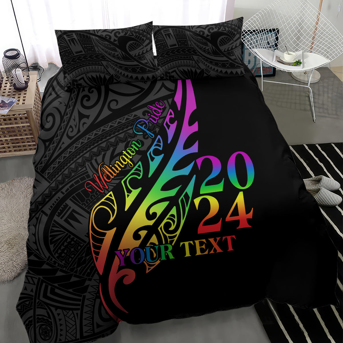 Personalised New Zealand Wellington Pride Bedding Set Maori Fern with Pride Flag 2024 - Vibe Hoodie Shop