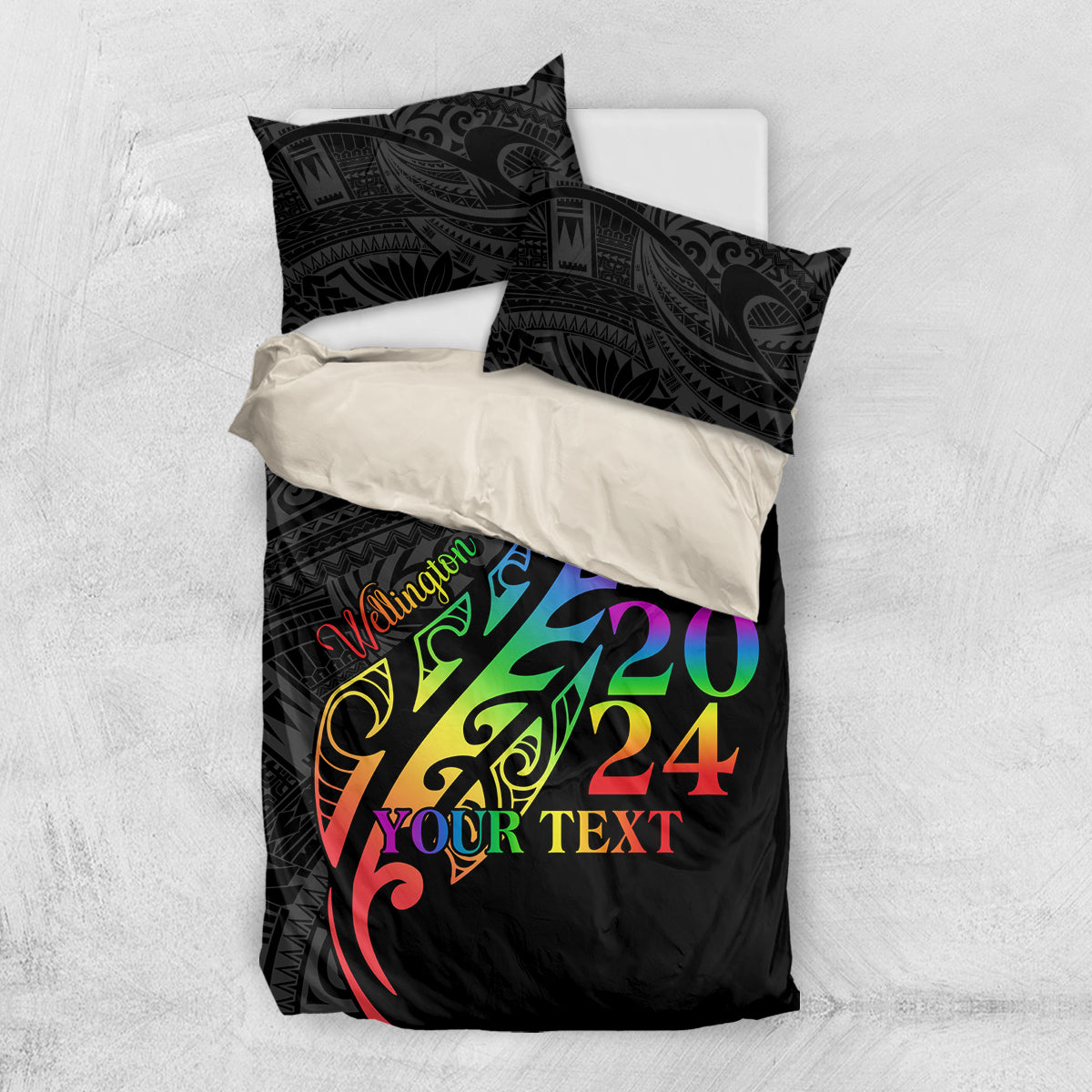 Personalised New Zealand Wellington Pride Bedding Set Maori Fern with Pride Flag 2024 - Vibe Hoodie Shop