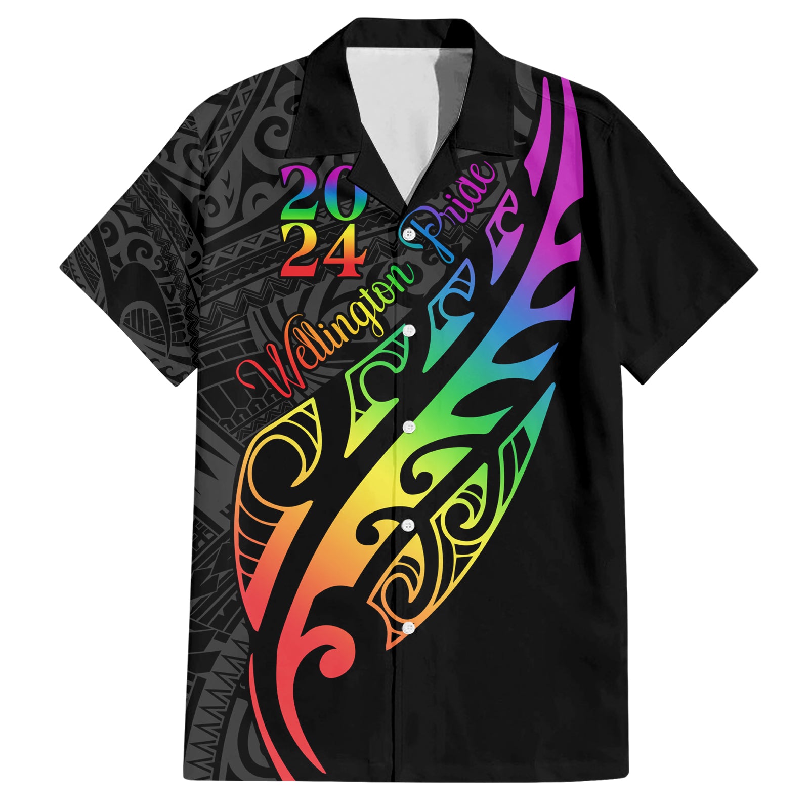 Personalised New Zealand Wellington Pride Hawaiian Shirt Maori Fern with Pride Flag 2024 - Vibe Hoodie Shop