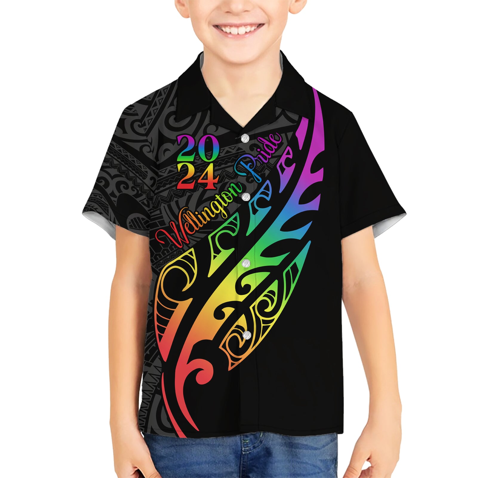 Personalised New Zealand Wellington Pride Hawaiian Shirt Maori Fern with Pride Flag 2024 - Vibe Hoodie Shop