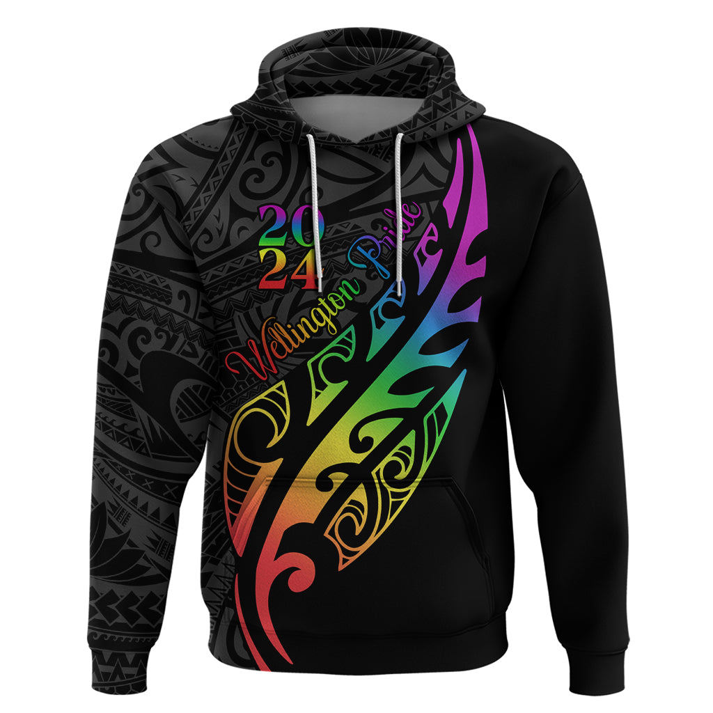Personalised New Zealand Wellington Pride Hoodie Maori Fern with Pride Flag 2024 LT9 - Vibe Hoodie Shop