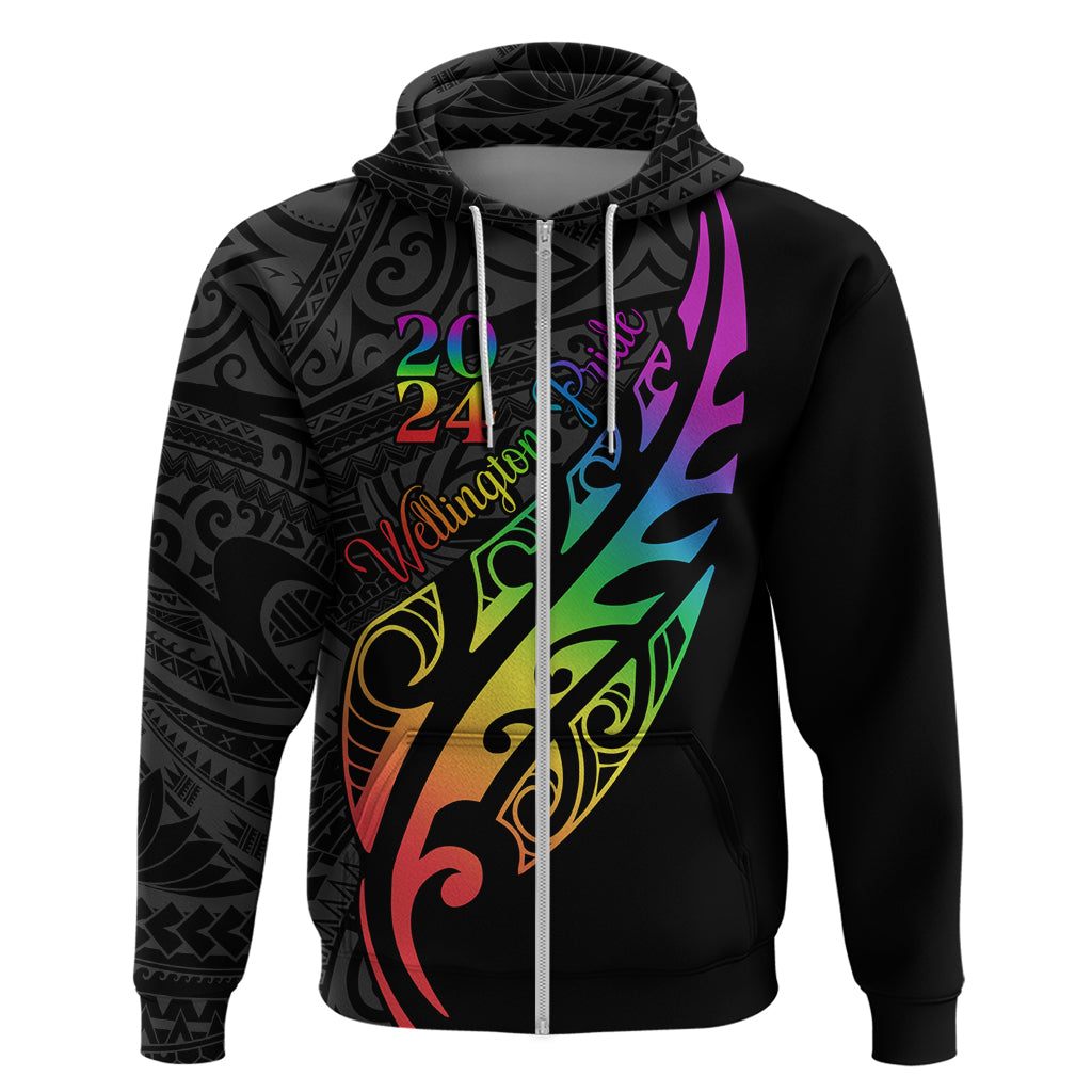 Personalised New Zealand Wellington Pride Hoodie Maori Fern with Pride Flag 2024 LT9 - Vibe Hoodie Shop