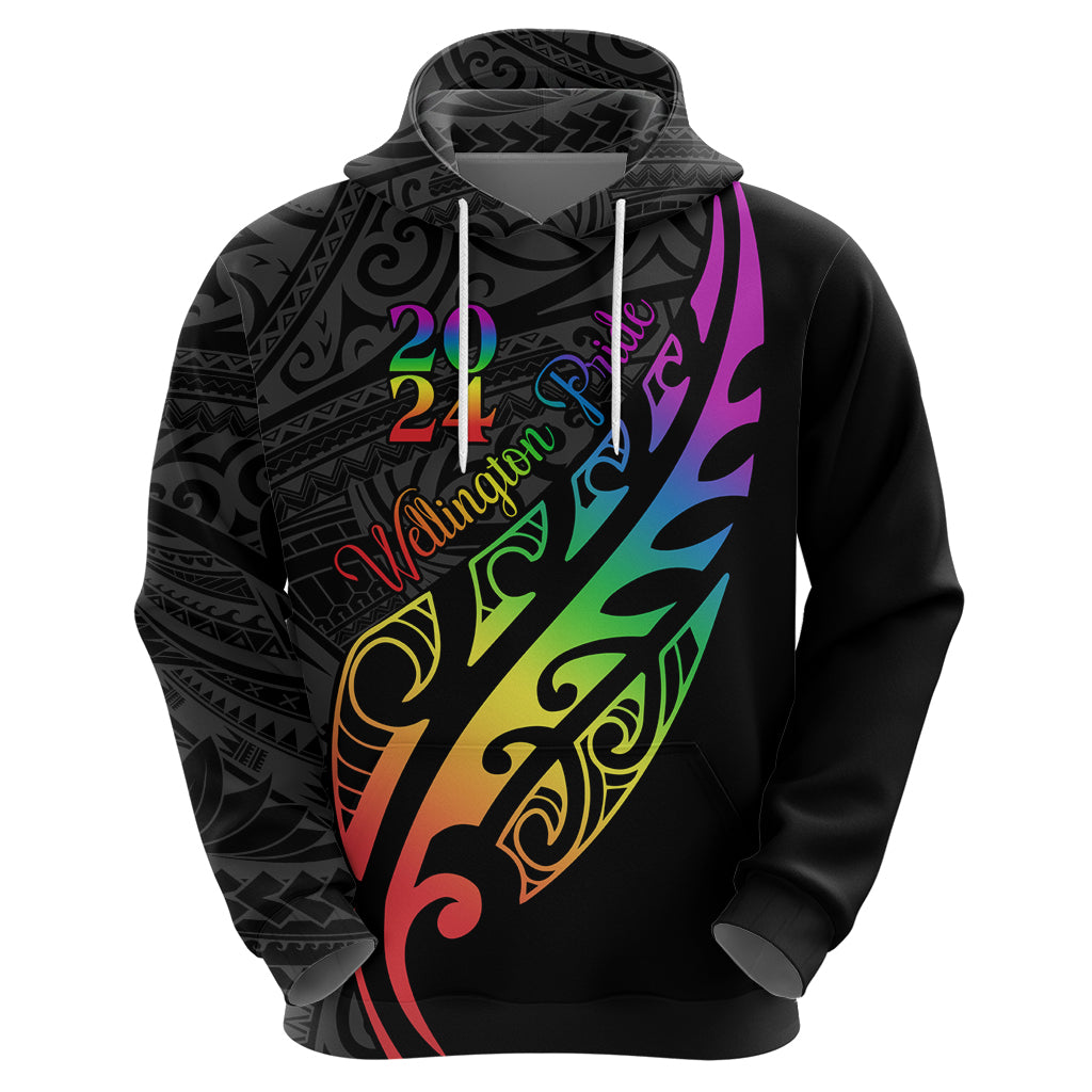 Personalised New Zealand Wellington Pride Hoodie Maori Fern with Pride Flag 2024 LT9 - Vibe Hoodie Shop