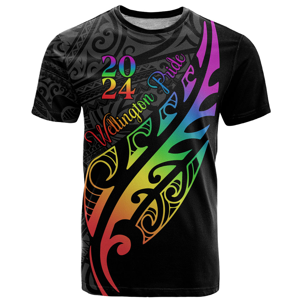 Personalised New Zealand Wellington Pride T Shirt Maori Fern with Pride Flag 2024 LT9 - Vibe Hoodie Shop