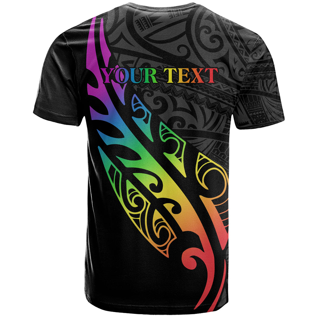 Personalised New Zealand Wellington Pride T Shirt Maori Fern with Pride Flag 2024 LT9 - Vibe Hoodie Shop