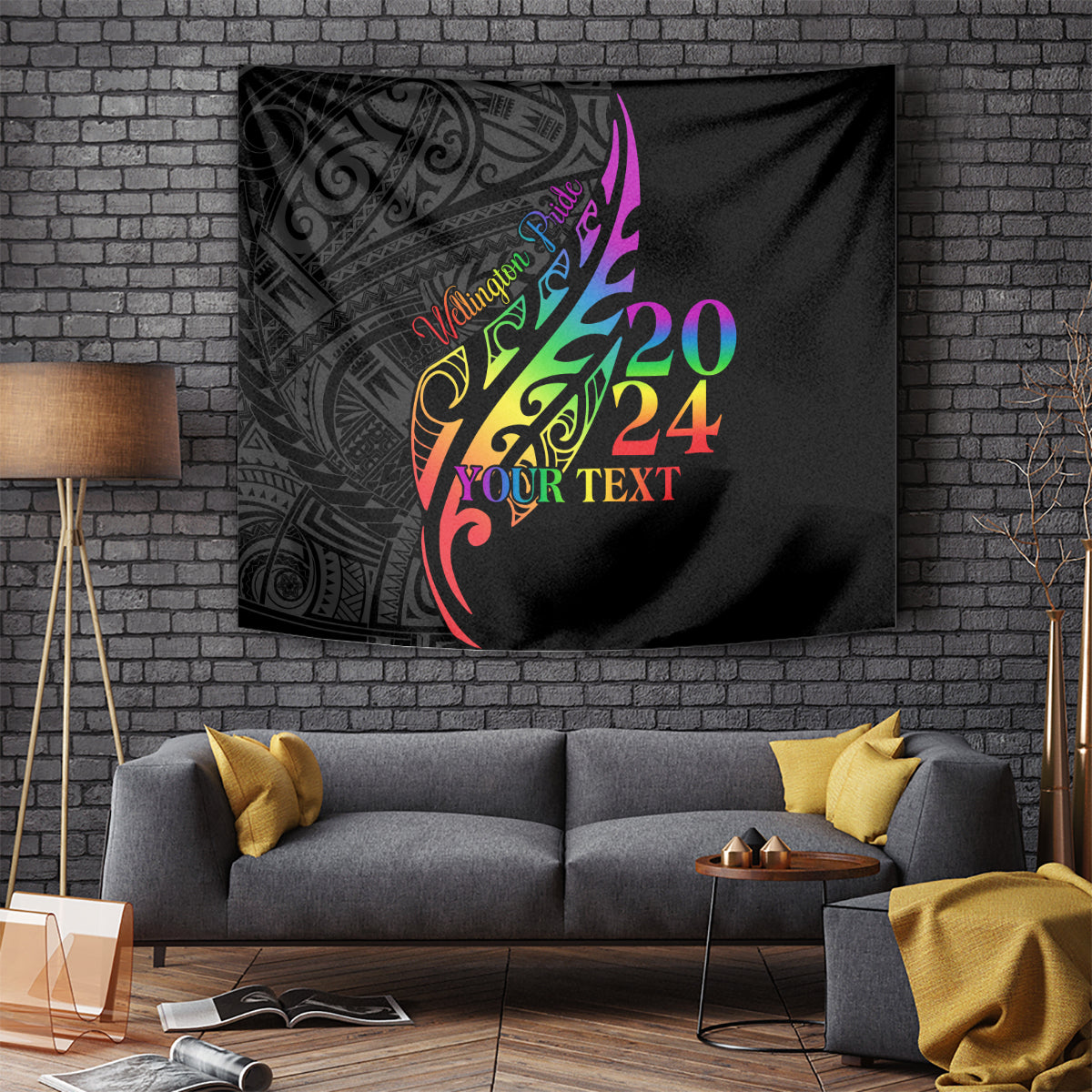 Personalised New Zealand Wellington Pride Tapestry Maori Fern with Pride Flag 2024 - Vibe Hoodie Shop