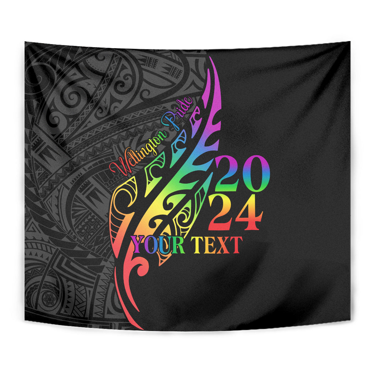 Personalised New Zealand Wellington Pride Tapestry Maori Fern with Pride Flag 2024 - Vibe Hoodie Shop