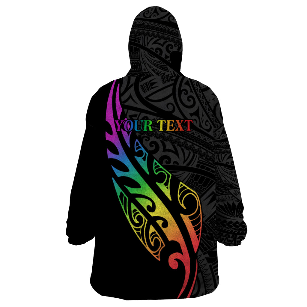 Personalised New Zealand Wellington Pride Wearable Blanket Hoodie Maori Fern with Pride Flag 2024 - Vibe Hoodie Shop