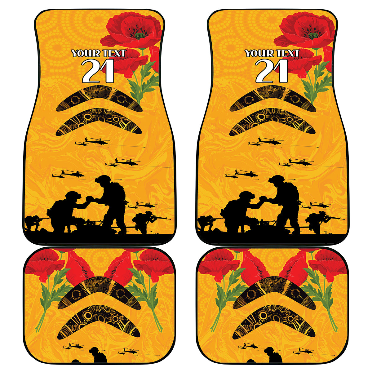 Australia Matildas Soccer ANZAC Custom Car Mats Gallipoli Soldier With Aboriginal Dots Art