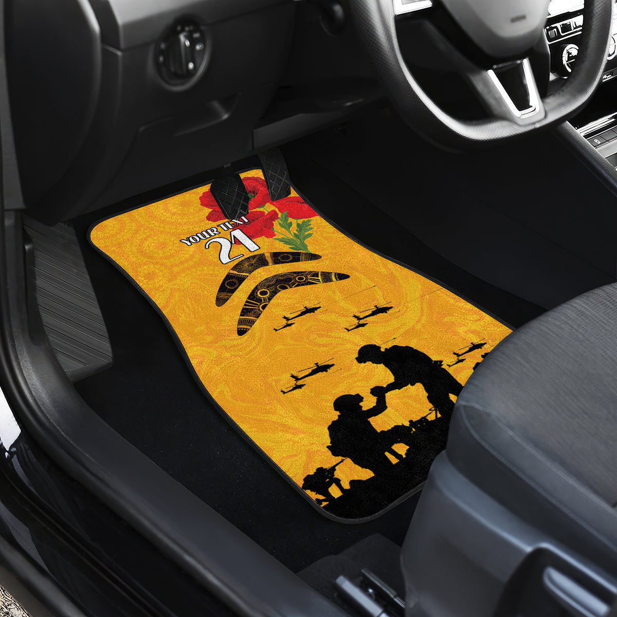 Australia Matildas Soccer ANZAC Custom Car Mats Gallipoli Soldier With Aboriginal Dots Art