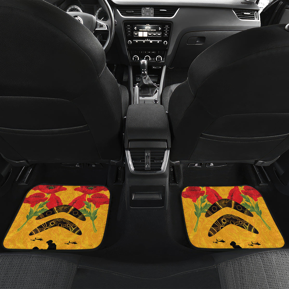 Australia Matildas Soccer ANZAC Custom Car Mats Gallipoli Soldier With Aboriginal Dots Art