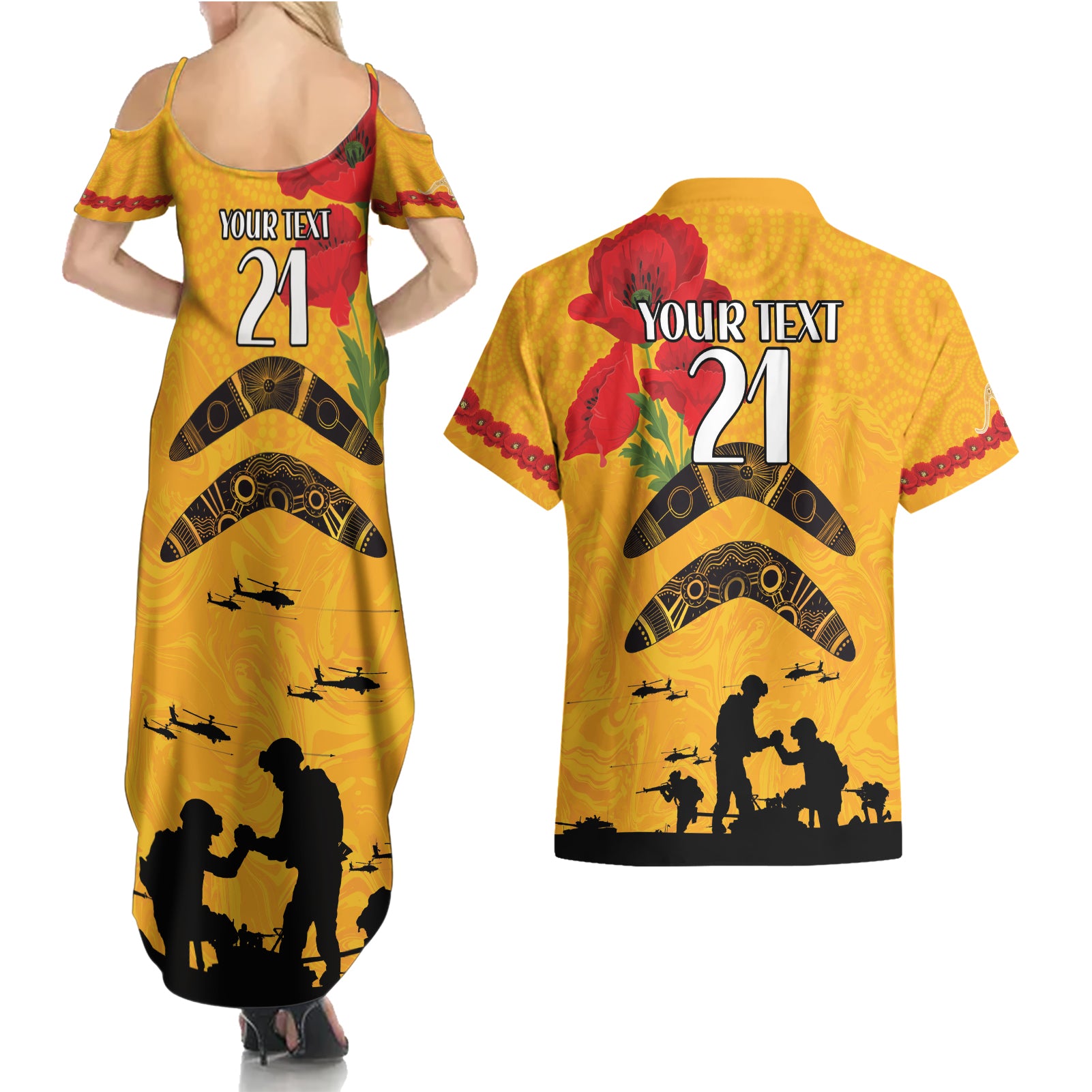 Australia Matildas Soccer ANZAC Custom Couples Matching Summer Maxi Dress and Hawaiian Shirt Gallipoli Soldier With Aboriginal Dots Art