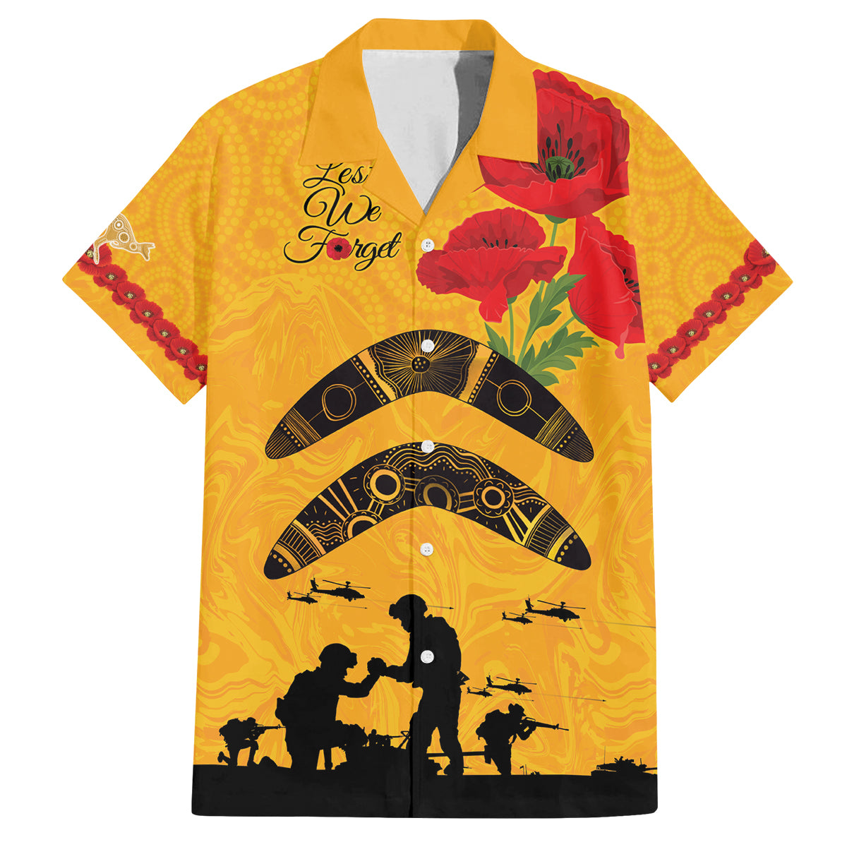Australia Matildas Soccer ANZAC Custom Family Matching Off Shoulder Long Sleeve Dress and Hawaiian Shirt Gallipoli Soldier With Aboriginal Dots Art