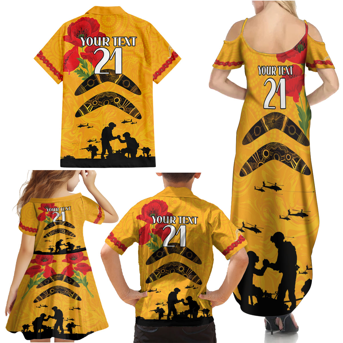 Australia Matildas Soccer ANZAC Custom Family Matching Summer Maxi Dress and Hawaiian Shirt Gallipoli Soldier With Aboriginal Dots Art