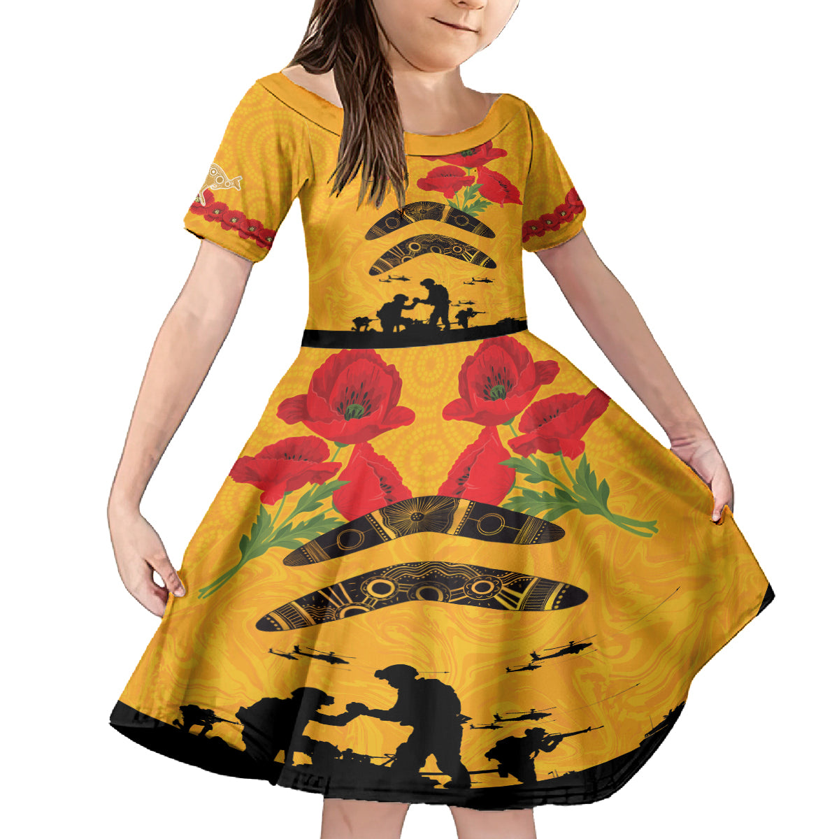 Australia Matildas Soccer ANZAC Custom Family Matching Tank Maxi Dress and Hawaiian Shirt Gallipoli Soldier With Aboriginal Dots Art