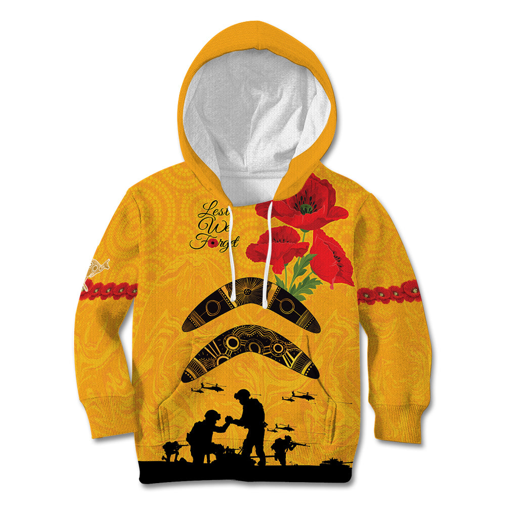 Australia Matildas Soccer ANZAC Custom Kid Hoodie Gallipoli Soldier With Aboriginal Dots Art - Vibe Hoodie Shop
