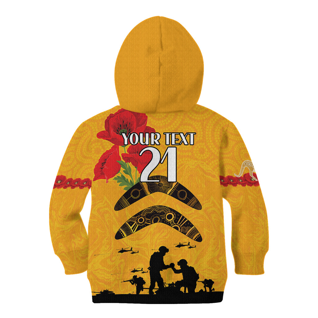 Australia Matildas Soccer ANZAC Custom Kid Hoodie Gallipoli Soldier With Aboriginal Dots Art - Vibe Hoodie Shop